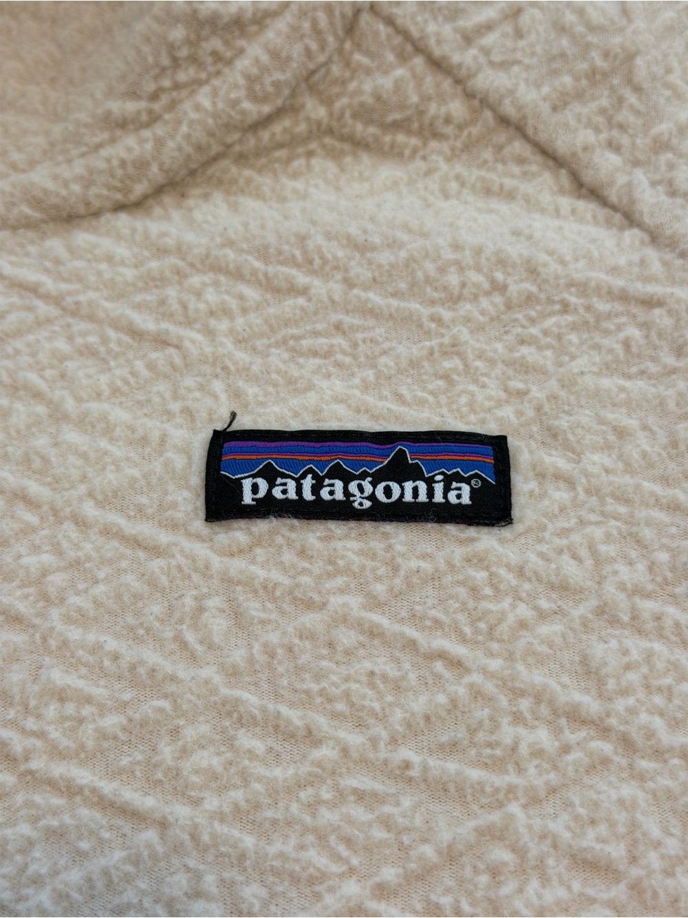 Patagonia Cream Sherpa Diamond Capra Cowl Neck Hoodie Sweatshirt Calcium - Picture 10 of 12